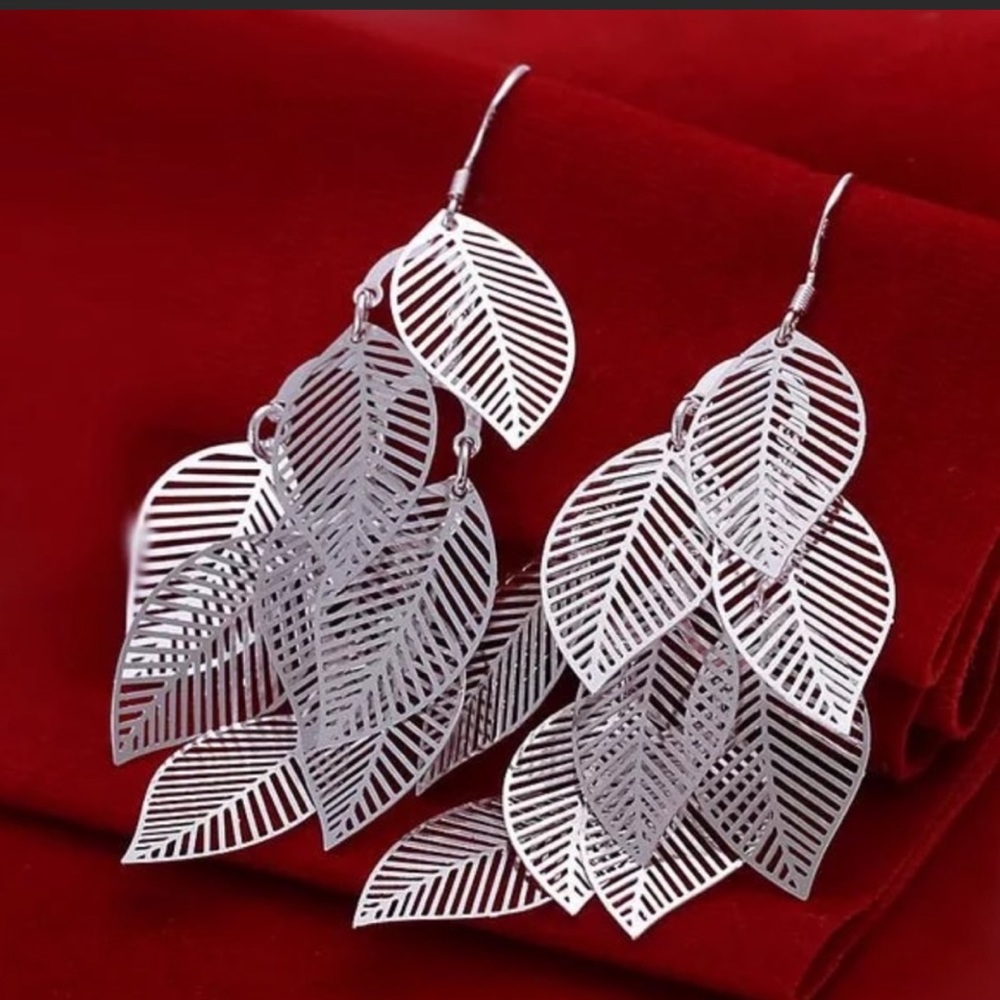 Sterling Silver 925 Leaves Earrings
